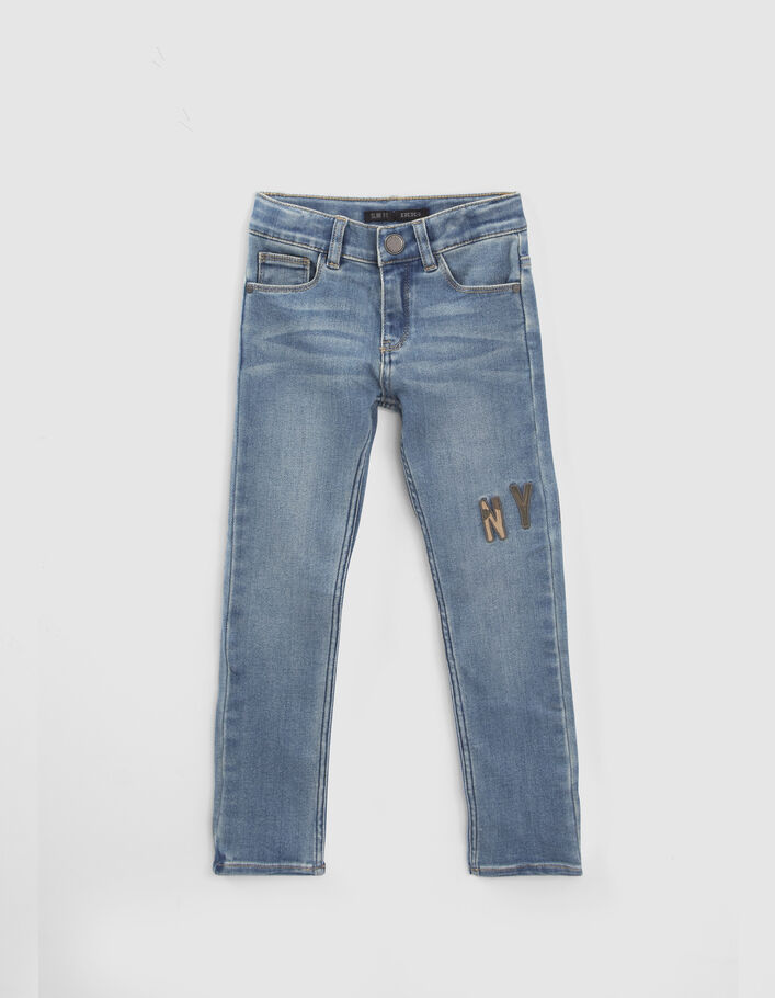 Boys’ blue rip-proof SLIM jeans with badges-2