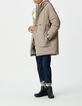 Doudoune beige capuche fourr&eacute;e Femme-5
