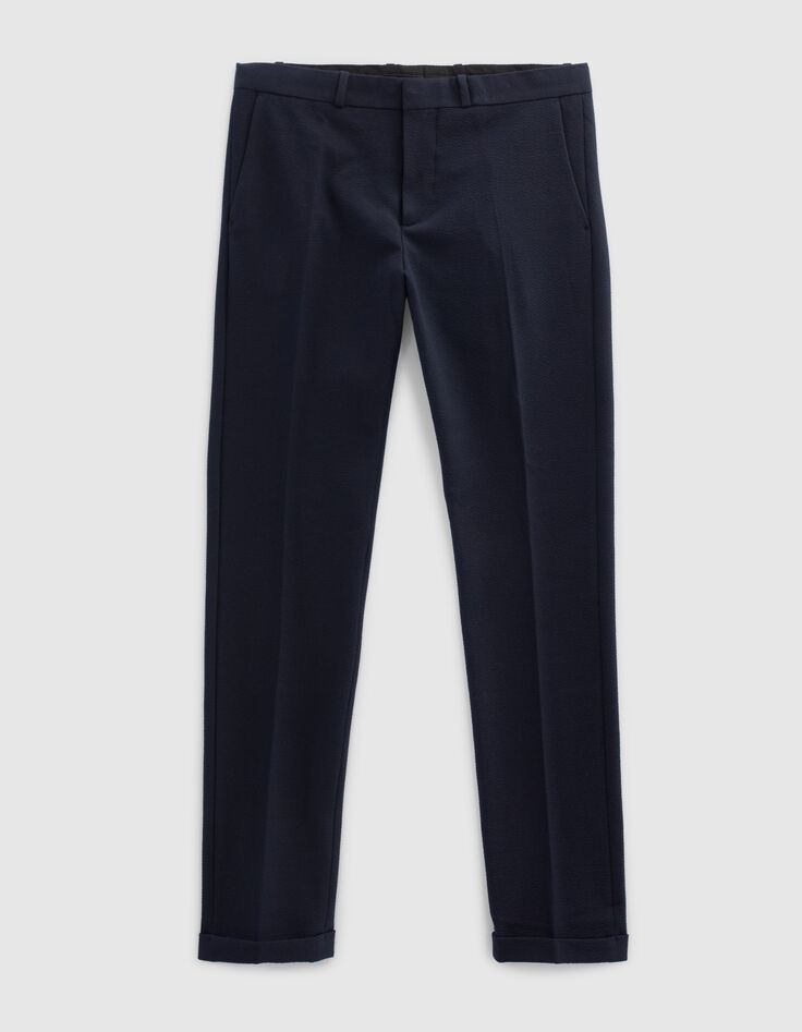 Pantalon de costume SLIM marine Seersucker Homme-5