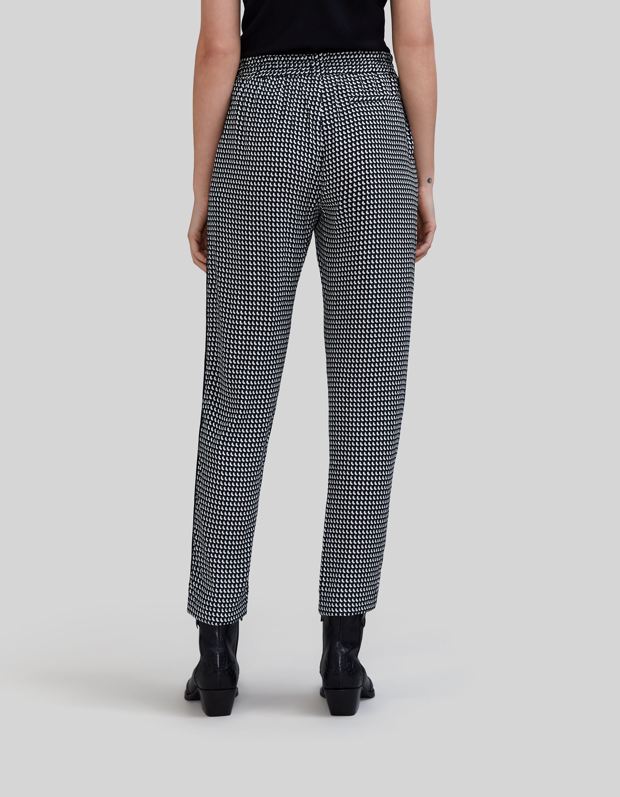 Pantalon noir LENZING ECOVERO imprime graphique Femme IKKS