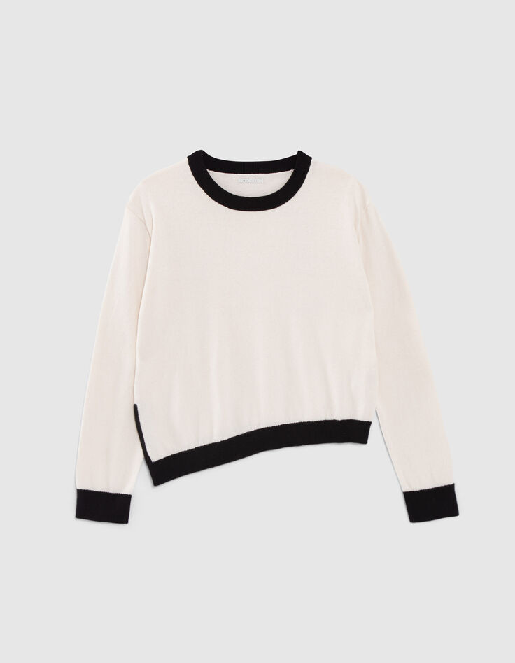 Women’s ecru knit sweater with black edges-6