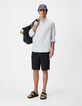 Bermudashorts schwarzer Plisseestoff Herren-1