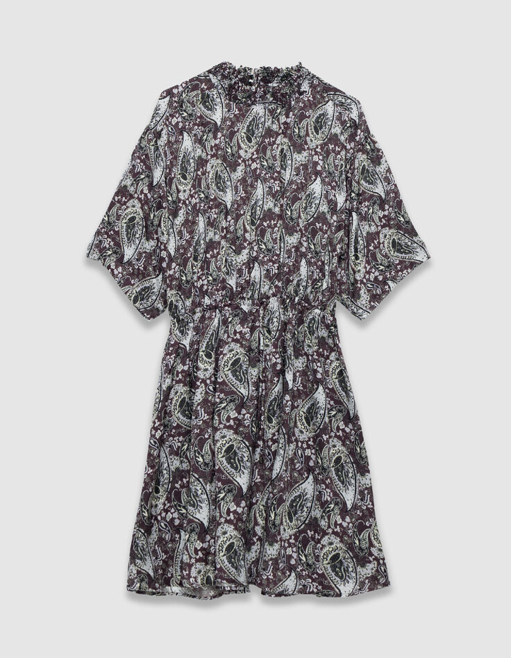 Donkerrode jurk met paisleypatroon Dames-5