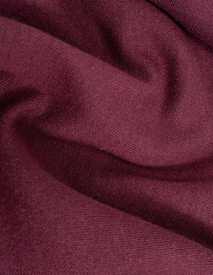 Women’s burgundy knit short cardigan with patch pockets-7