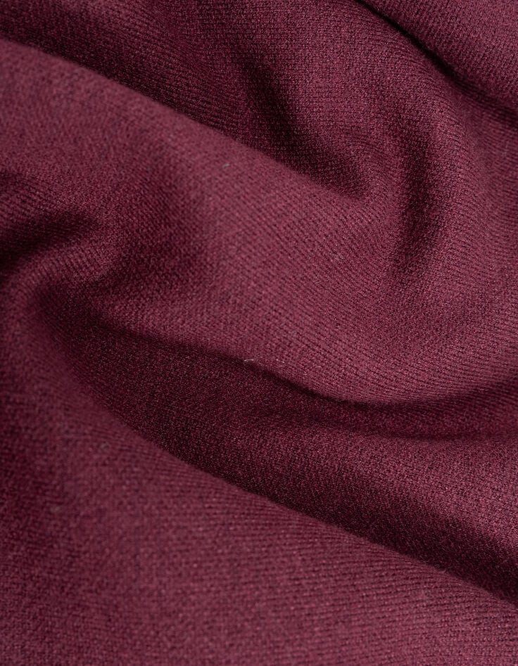 Women’s burgundy knit short cardigan with patch pockets-7 Women’s burgundy knit short cardigan with patch pockets-7