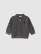 Grijs gebreid vest borduursel mouwen babyjongens-1