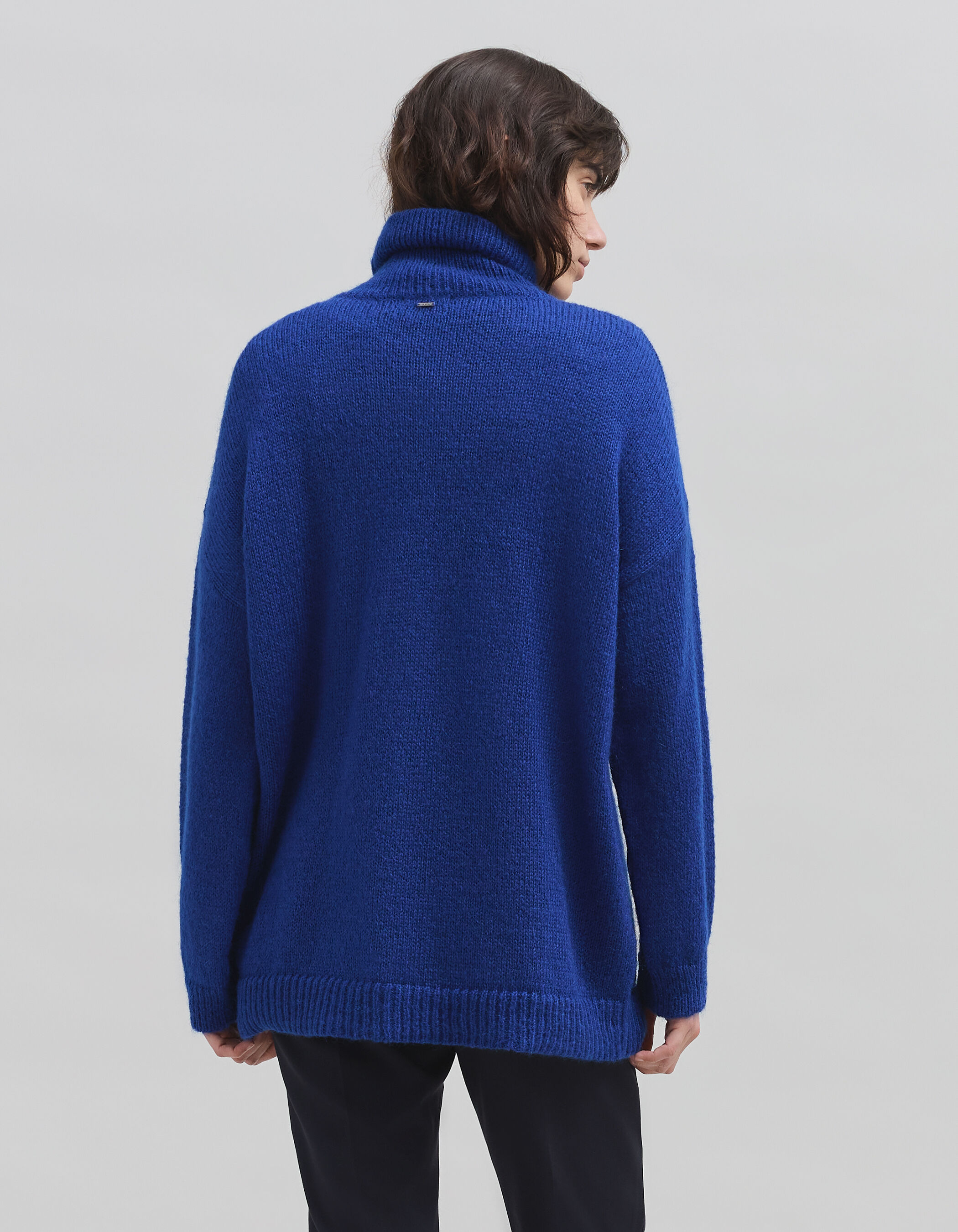 Women s royal blue turtleneck knit sweater IKKS