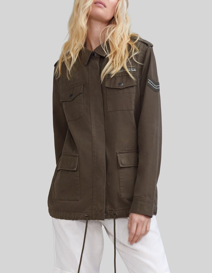 Women's khaki cotton safari jacket, XL image back-2