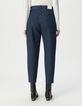 Gerade geschnittene weiße Cropped-Damenjeans Streifenmotiv-4