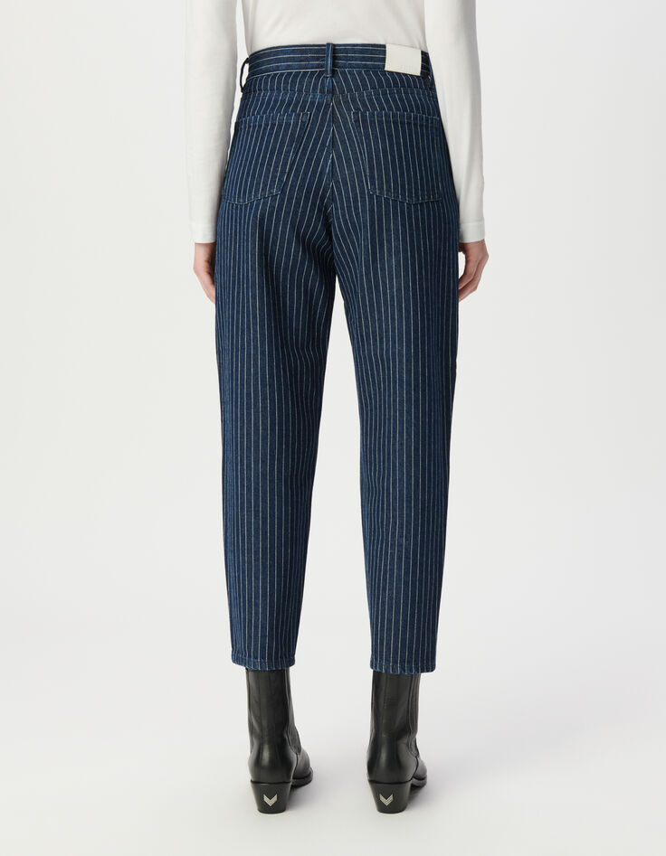 Gerade geschnittene weiße Cropped-Damenjeans Streifenmotiv-4 Gerade geschnittene weiße Cropped-Damenjeans Streifenmotiv-4