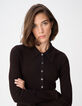 Jersey marr&oacute;n canal&eacute; cuello polo para mujer-5