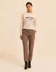Pantalon de tailleur beige motif pied-de-puce LAURENCE I.Code-4
