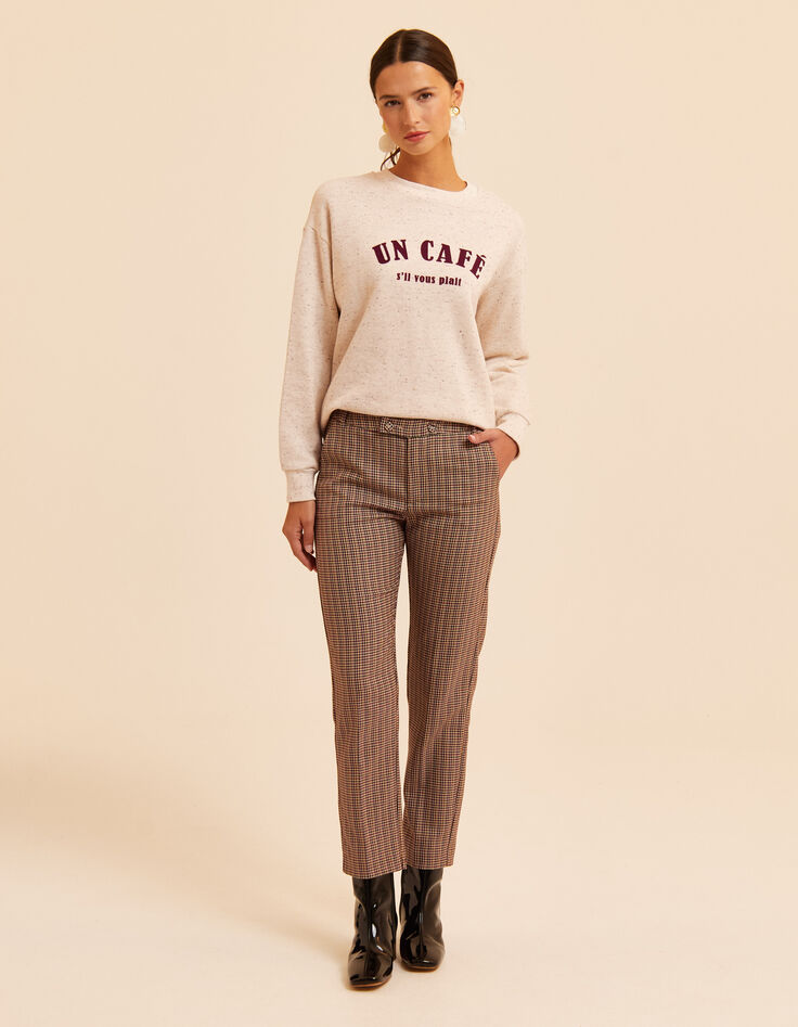 Pantalon de tailleur beige motif pied-de-puce LAURENCE I.Code-4