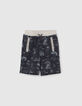 Navy sweatbermuda toile de Jouy-print jongens -1