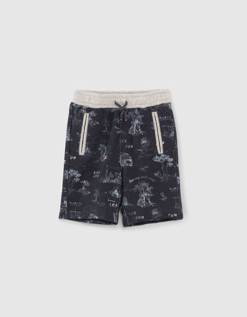 Navy sweatbermuda toile de Jouy-print jongens 