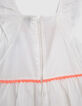 Robe blanc cassé broderies ethniques fluo fille-7