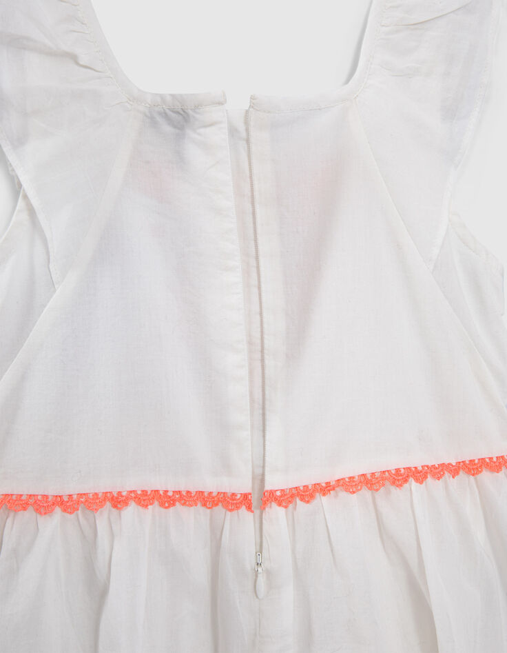 Robe blanc cassé broderies ethniques fluo fille-7