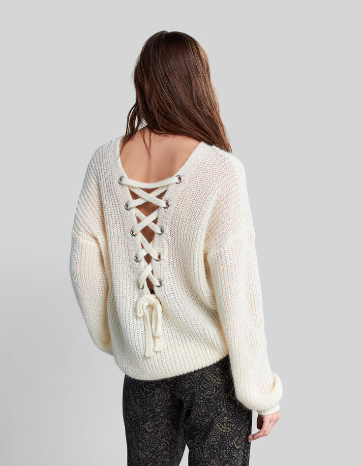 Jersey crudo punto maxi lazos espalda-3