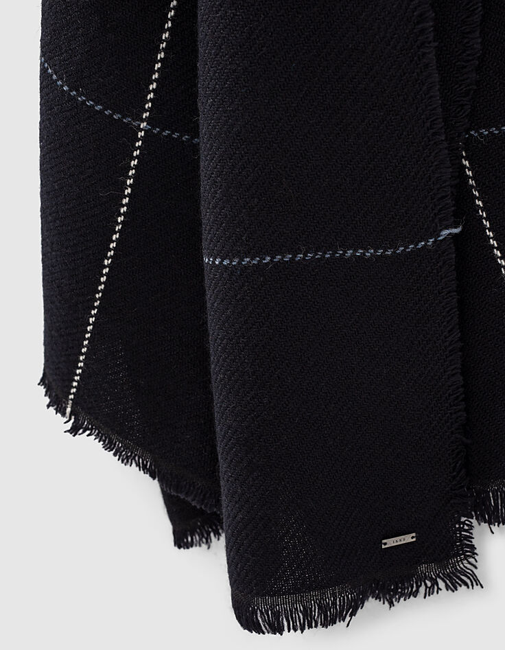Men’s navy large check scarf-2