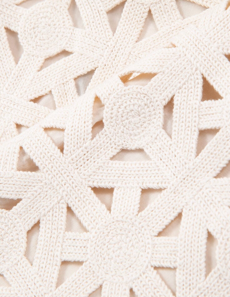 Short &eacute;cru macram&eacute; graphique Femme-8