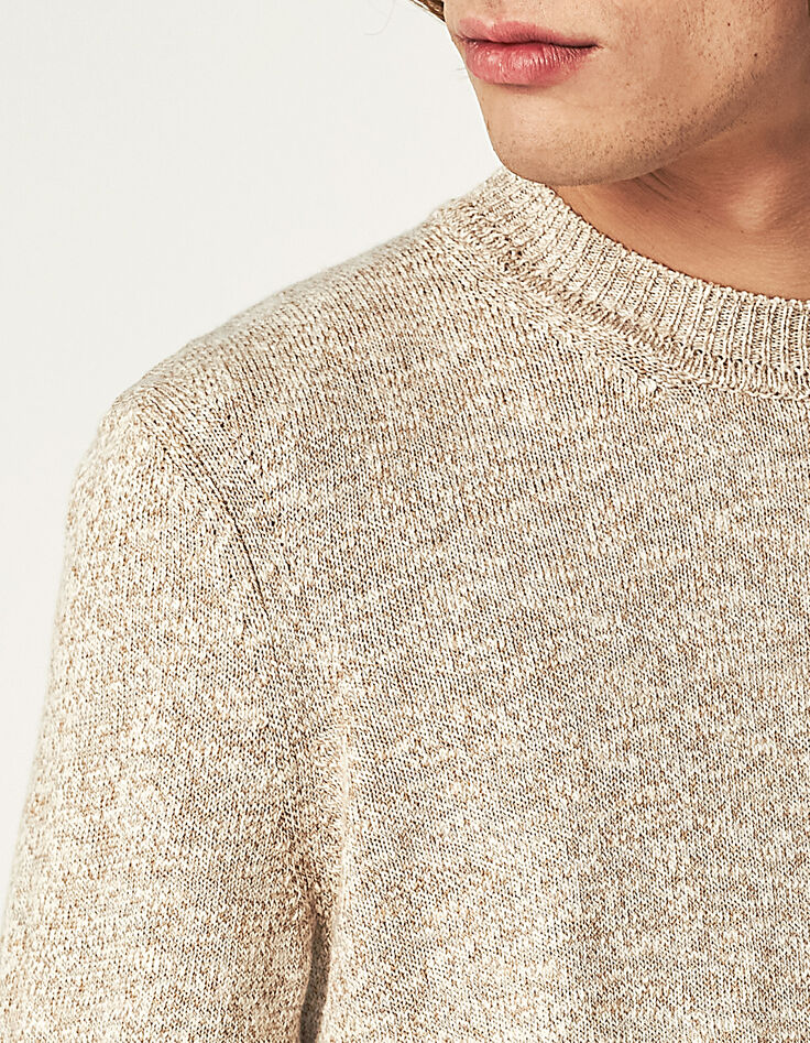 Pull lin tricot mouliné Homme-5