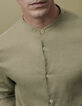 Khaki Stone Herrenhemd, REGULAR-Fit, Leinen, Maokragen-5