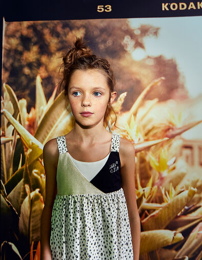 Robe blanc cassé à imprimé pois revisité fille - IKKS
