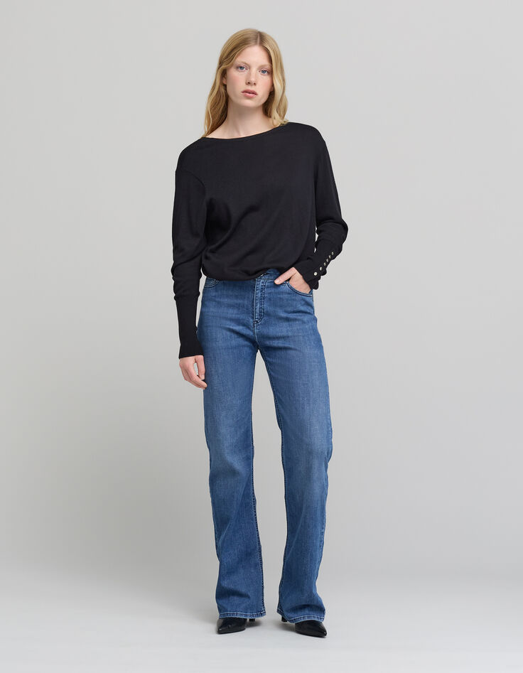 Cardigan maille tricot noir r&eacute;versible femme-7