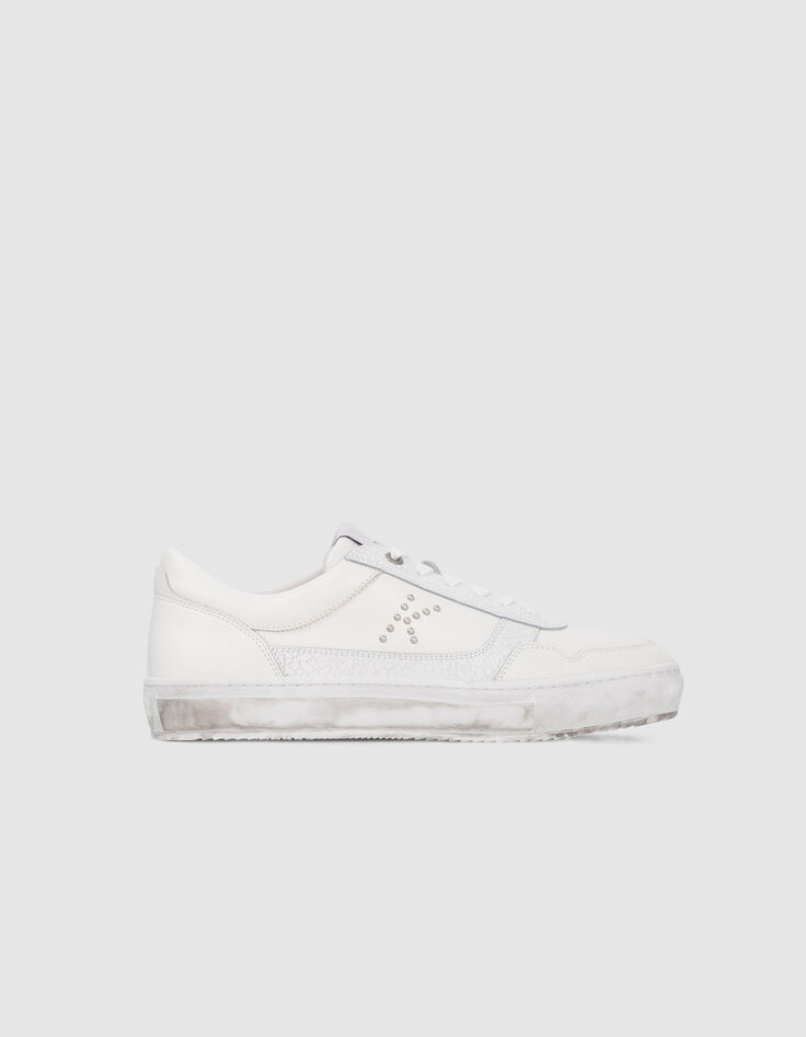 Women’s white leather K studded trainers-1