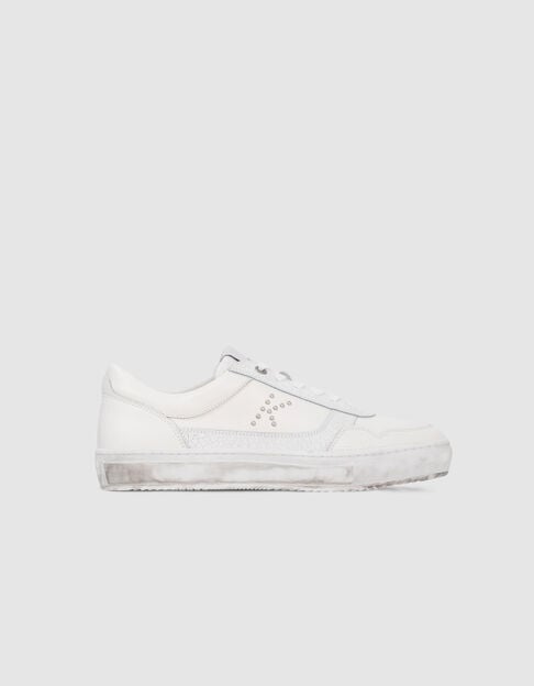 Women’s white leather K studded trainers - IKKS