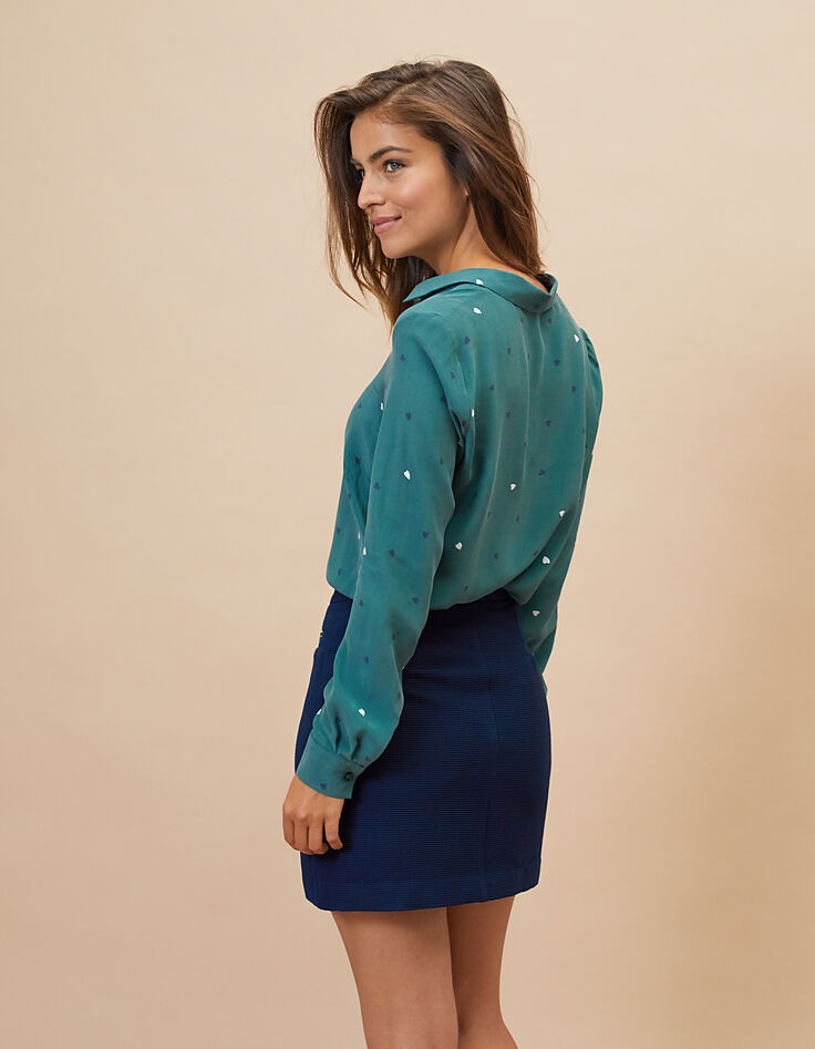 I.Code duck green silk shirt with heart print -3 I.Code duck green silk shirt with heart print -3
