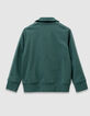 Cardigan zippé vert ganses rayées manches garçon-4