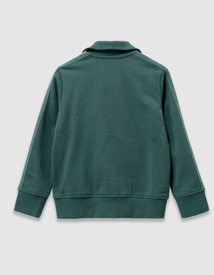 Cardigan zippé vert ganses rayées manches garçon-4 Cardigan zippé vert ganses rayées manches garçon-4