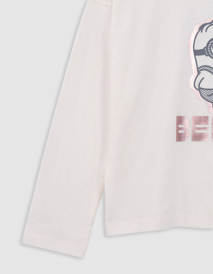 Camiseta crudo algodón mensaje MINIONS niña-5