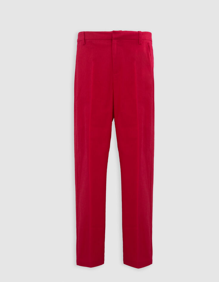 Anzughose für Damen 7/8 rot aus Leinen und Baumwolle-6