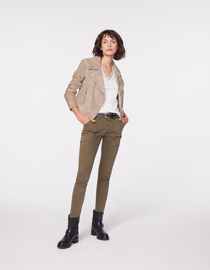 Women's beige goat suede jacket-6