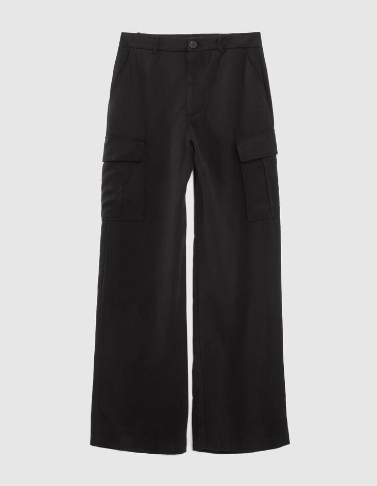 Pantalon battle noir Lyocell® taille haute Femme-5 Pantalon battle noir Lyocell® taille haute Femme-5