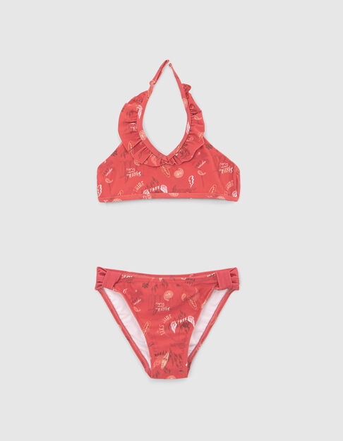 Roter Mädchenbikini mit Surf-Rocker-Print - IKKS