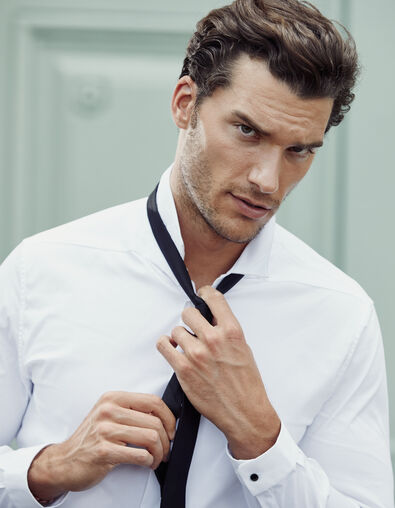 Chemise SLIM blanche détail col EASY CARE Homme - IKKS
