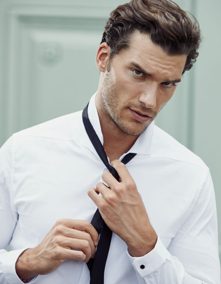 Chemise SLIM blanche détail col EASY CARE Homme-1