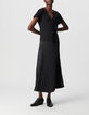 Women's black two-material pleated maxi dress-2