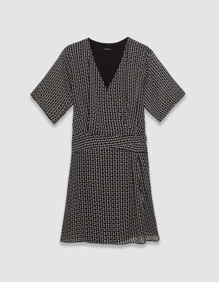 Zwarte vloeibare jurk met geometrische print-5 Zwarte vloeibare jurk met geometrische print-5