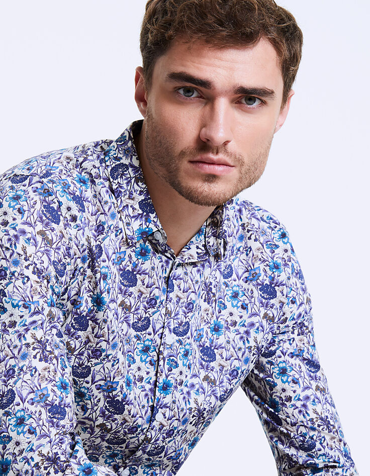 Slim fit Liberty-overhemd shadow met bloemen-4