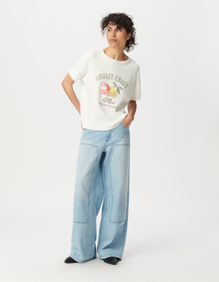 Tee-shirt col rond blanc visuels fruits-1 Tee-shirt col rond blanc visuels fruits-1