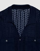 C&aacute;rdigan corto de punto calado azul marino para Mujer-7