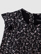 Girls&rsquo; black flower print ruffled blouse-2