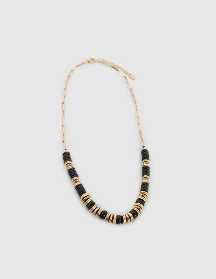 Women’s black and gold-tone Heishi bead choker necklace - IKKS