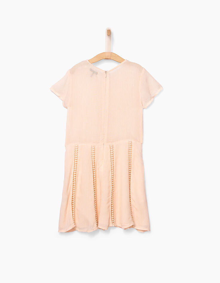 Poederroze jurk fantasie ladderajour meisjes-4