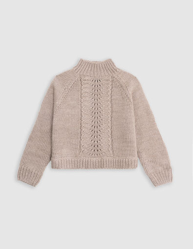 Jersey de punto calado beige de niña - IKKS