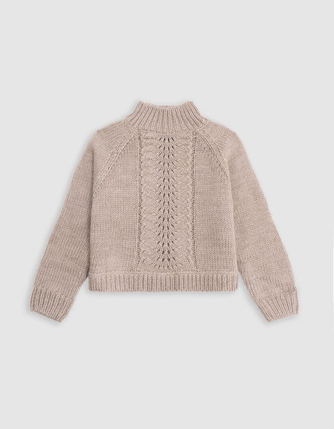 Jersey de punto calado beige de niña - IKKS